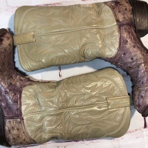Tony lama el Rey ostrich boots 7.5 purple cream western cowboy